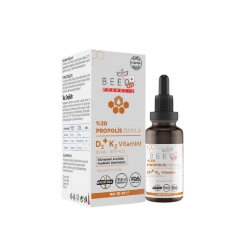 BEE’O %30 Propolis Damla D3+K2 Vitamini İçeren Takviye Edici Gıda 20 ml - Bee'o Up