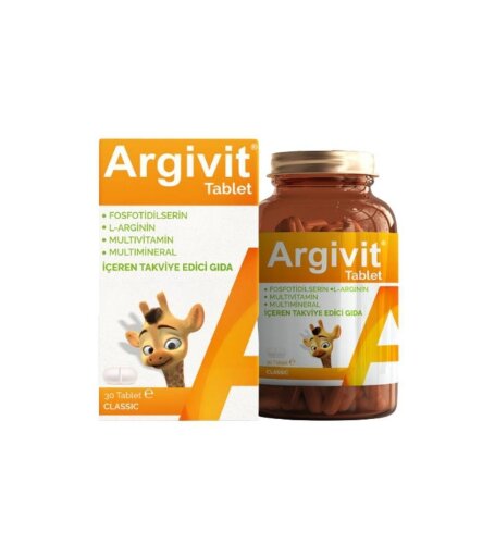 Argivit Classic Fosfodilserin, L-Arginin, Multivitamin Ve Multmineral Takviye Edici Gıda 30 Tablet - Hekim İlaç