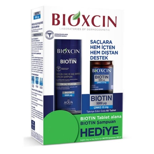 Bioxcin Biotin 5000 mcg Çinko 15 mg 60 Tablet ALANA Biotin Şampuan 300 ml HEDİYE - Bioxcin