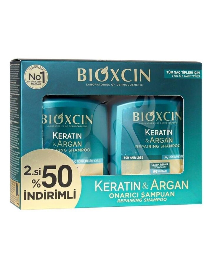 Bioxcin Keratin Ve Argan Onarıcı Şampuan 300 Ml 2 Li Avantaj Paket - 1