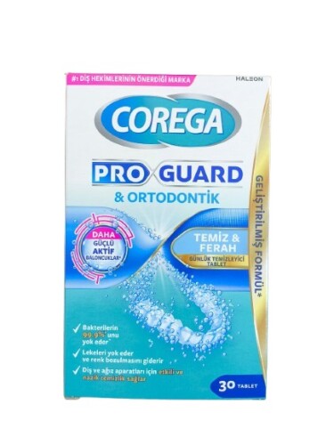Corega Pro Guard Ortodontik Günlük Temizleyici Tablet 30 Tablet - Corega