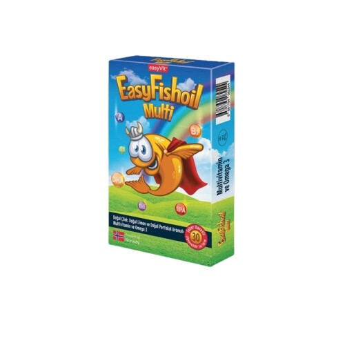 EasyFishoil Multi Multivitamin ve Omega 3 İçeren Takviye Edici Gıda 30 Çiğnenebilir Jel Form - EASYVİT