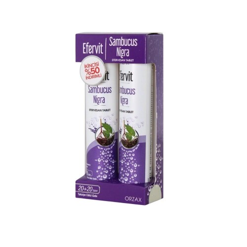 Efervit Sambucus Nigra Kara Mürver İçeren Takviye Edici Gıda İkincisi %50 İndirimli (20+20 Tablet) - Orzax