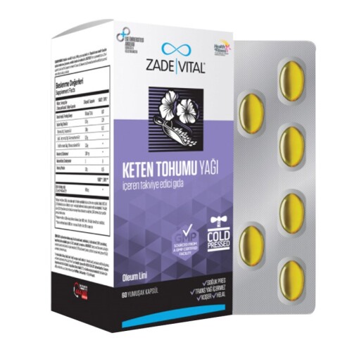 Zade Vital Keten Tohumu Yağı İçeren Takviye Edici Gıda 60 Yumuşak Kapsül - Zade Vital