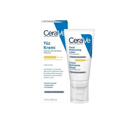 Kuru Ciltler İçin SPF50 Nemlendirici Yüz Kremi 52 ml - Cerave