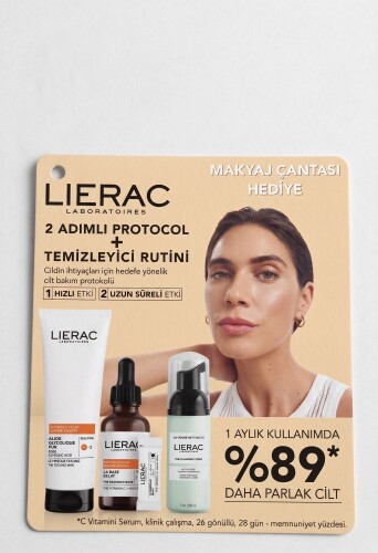 Lierac Protocol C Vitamini Işıltı Seti - Serum + Peeling Maske + Temizleme Köpüğü + Çanta - Lierac