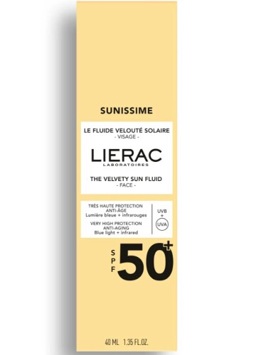 Lierac Sunissime Velvety Sun Fluid SPF50 Yüz Dekolte Bölgesi Yaşlanma Karşıtı Güneş Kremi 40 ml - Lierac