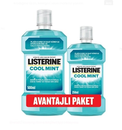 Listerine Cool Mint Nane Aromalı 500 ml + 250 ml - Avantajlı Paket - Listerine