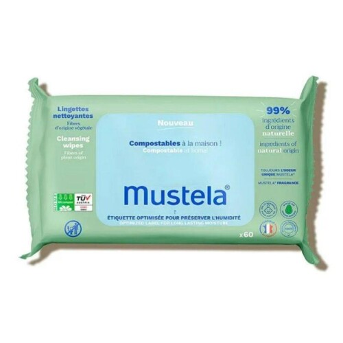 Mustela Kompost Edilebilir Islak Mendil 60 Adet - Mustela