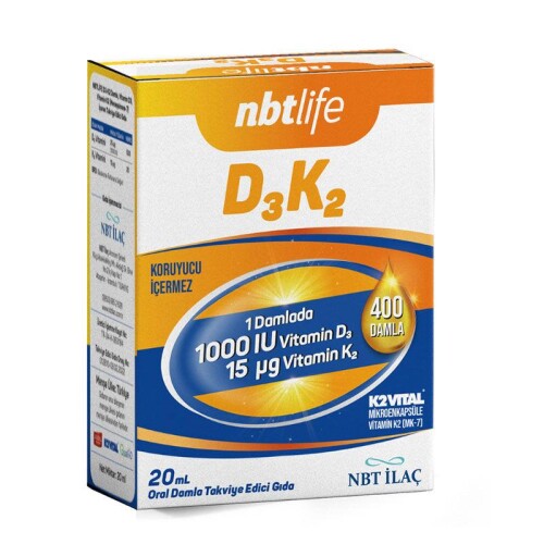 Nbt Life D3K2 Damla Takviye Edici Gıda 20 ml - Nbt Life