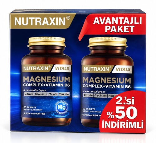 Nutraxin Magnezyum Takviye Edici Gıda 60+60 Tablet - 2.si %50 indiirmli - Nutraxin