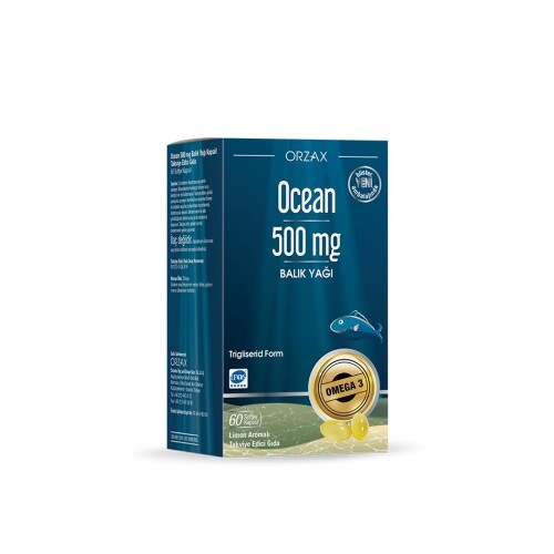 Ocean 500mg Balık Yağı Limon Aromalı Takviye Edici Gıda 60 Softjel Kapsül - Orzax