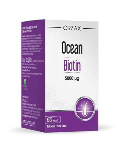 Ocean Biotin Takviye Edici Gıda 5000ug 60 Kapsül - Orzax