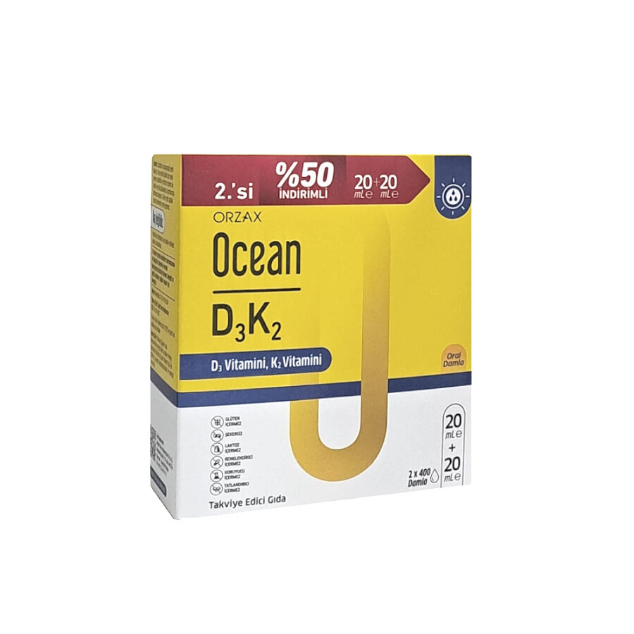 Ocean D3K2 Vitamin Damla 20ml x 2 Adet Avantajlı Paket - 1