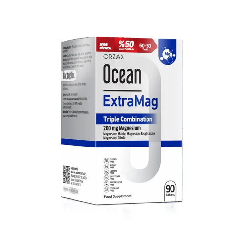 Ocean ExtraMag Üçlü Kombinasyon Takviye Edici Gıda 90 Tablet Ekonomik Paket %30 Avantajlı - Orzax