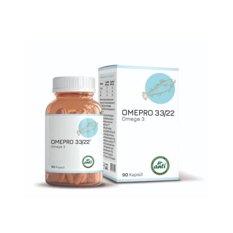 Omepro 3322 Omega3 Trigliserit Form Balık Yağı 90 Likit Kapsül - 1