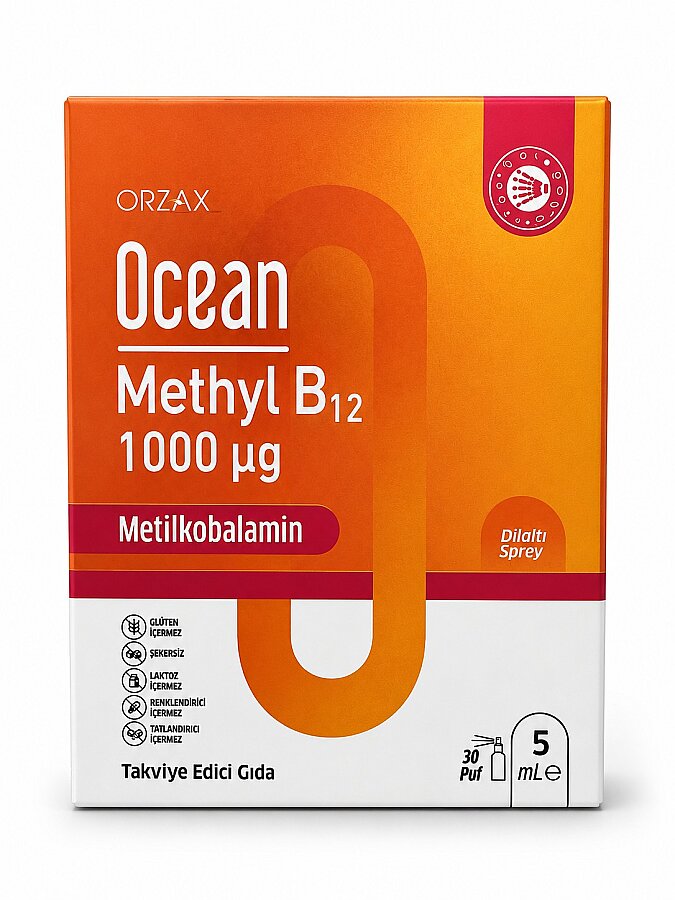 Orzax Ocean 1000 mg Methyl Cobalamin B12 Sprey 5 ml - 1