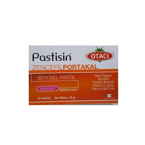 Pastisin Zencefilli Portakal Aromalı Vitamin C İçeren Şekersiz Takviye Edici Gıda 24 Pastil - Otacı