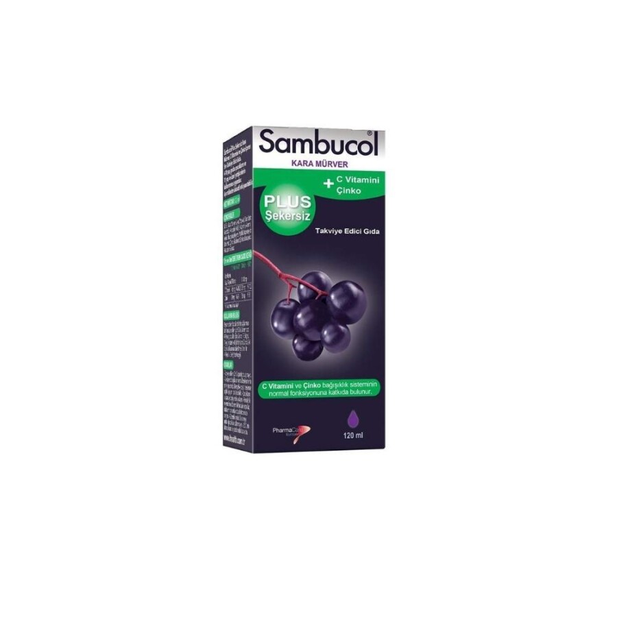 Sambucol Plus Şekersiz C Vitamini + Çinko İçeren Kara Mürver Ekstreli Takviye Edici Gıda 120 ml - 1