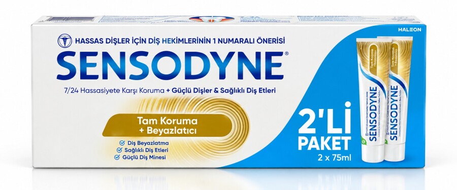 Sensodyne Tam Koruma ve Beyazlatıcı Diş Macunu 75ml x2 Adet - 1