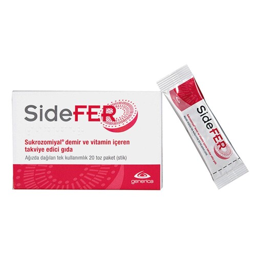 Sidefer Sukrozomiyal Demir Ve Vitamin İçeren Takviye Edici Gıda 20 Toz Paket (Stik) - Generica
