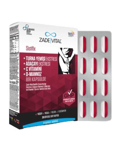 Sistifix Turna Yemişi Ekstresi, D-Mannoz Ve C Vitamini İçeren Takviye Edici Gıda 20 Bitkisel Sert Kapsül - Zade Vital