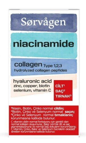 Sorvagen Niacinamide Collagen Hyaluronic Acid 60 Tablet - Sorvagen