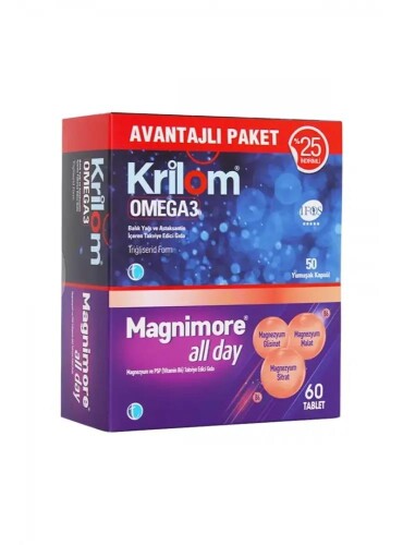 Tab İlaç Krilom Omega 3 50 Kapsül + Magnimore All Day 60 Tablet - Tab İlaç