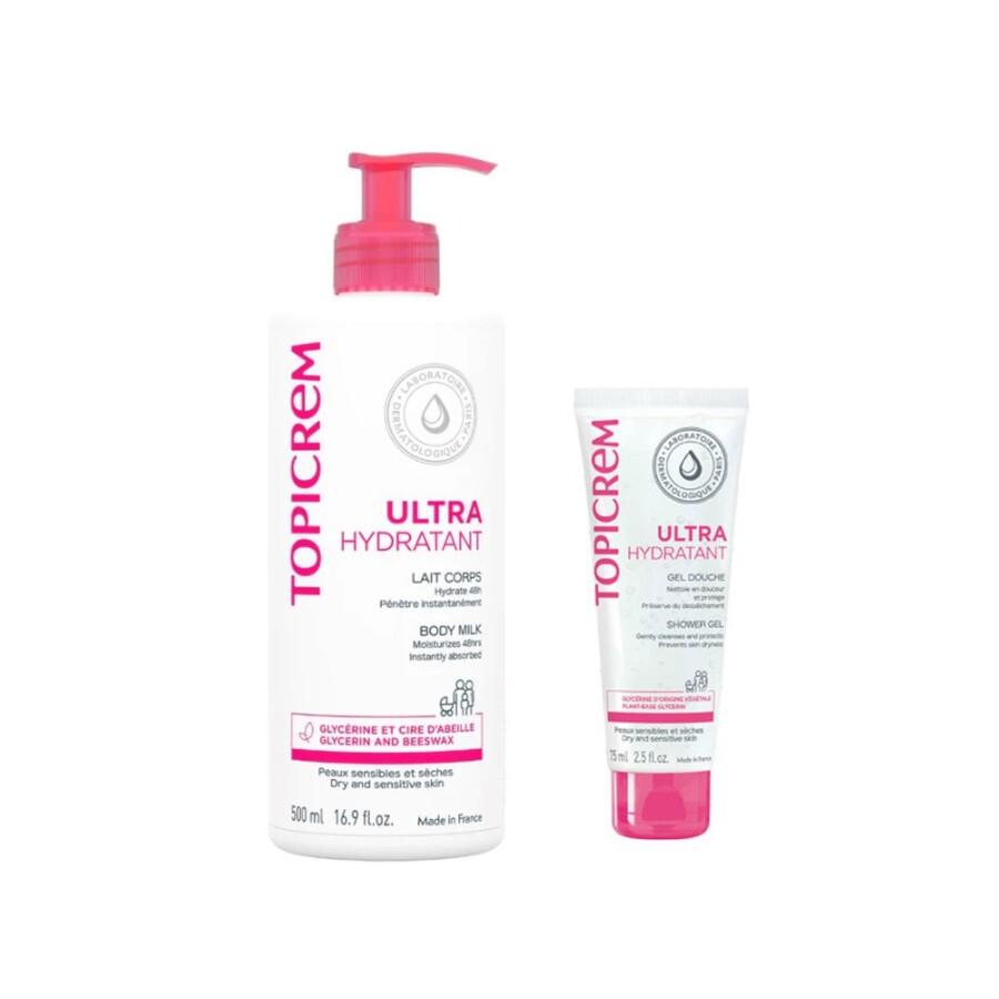 Topicrem Ultra Nemlendirici Vücut Sütü 500 ml + 75 ml Duş Jeli Hediyeli - 1