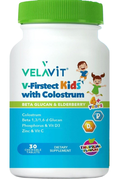 V-Firstect Kids with Colostrum Takviye Edici Gıda(Tropikal Aromalı) 30 Kapsül - 1