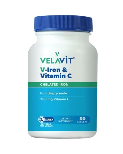 Velavit V-İron & Vitamin C İçeren Takviye Edici Gıda 30 Tablet - Velavit
