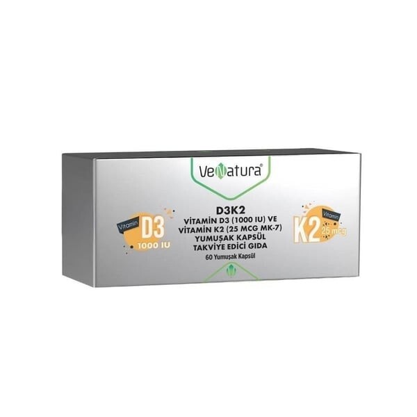 Venatura D3K2 ( D3 1000 IU ) Vitamin 60 Kapsül - 1