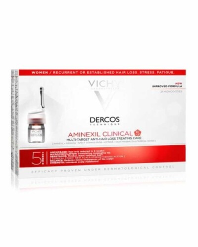 Vichy Dercos Aminexil Clinical 5 21x6ml - Kadınlar için Saç Dökülmesine Karşı Serum - Vichy