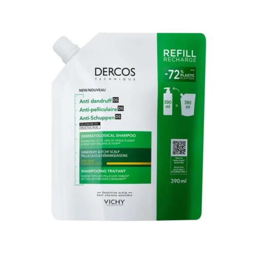 Vichy Dercos Anti Dandruff Kepek Karşıtı Şampuan 390ml - Kuru Saçlar - Refill - Vichy