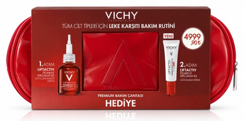 Vichy Tüm Cilt Tipleri İçin Leke Karşıtı Bakım Seti: Koyu Leke Karşıtı Serum 30ml & SPF50+ Göz Kremi 15ml - Vichy