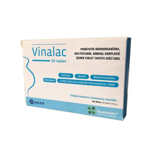 Vinalac Probiyotik, Multivitamin ve Mineraller İçeren Takviye Edici Gıda 30 Tablet - Erkim