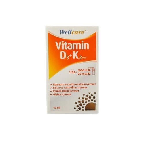 Wellcare Vitamin D3-K2 Takviye Edici Gıda 12ml Şişe - 1