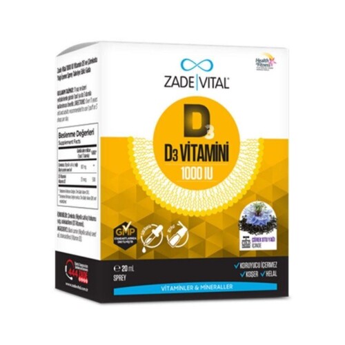 Zade Vital D3 Vitamini 1000 IU Sprey 20 ml - Zade Vital