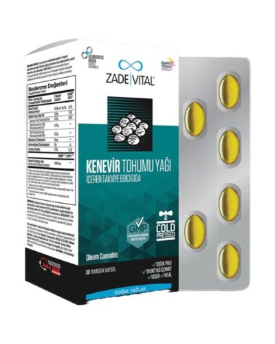 Zade Vital Hemp Seed Oil (Kenevir Tohumu Yağı) 30 Yumuşak Kapsül - Zade Vital